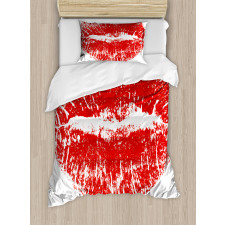 Heart Shaped Lipstick Mark Duvet Cover Set