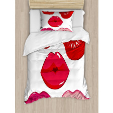 Woman Lips Kiss Affection Art Duvet Cover Set