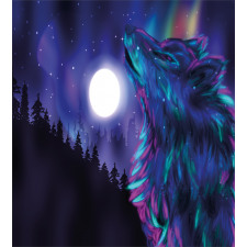 Aurora Borealis and Wolf Duvet Cover Set