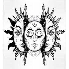 Monochrome Sun and Moon Duvet Cover Set