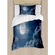 Night Skyline Full Moon Duvet Cover Set