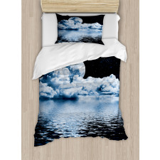 Moon Sets over Clouds Duvet Cover Set