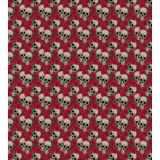 Skulls Red Blossoms Retro Duvet Cover Set