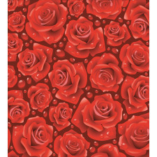 Red Roses Water Rain Drops Duvet Cover Set