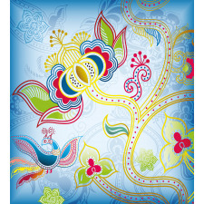 Colorful Floral Art Motif Duvet Cover Set