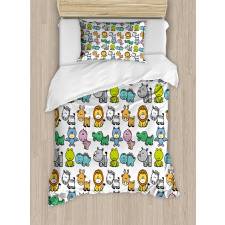 Bat Rhino Fun Illustration Duvet Cover Set