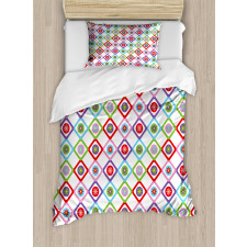 Squares with Flowers Duvet Cover Set