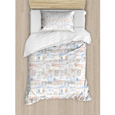 Vintage Rubber Stamps Duvet Cover Set