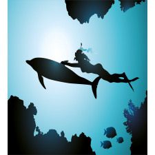 Diver Girl with Dolphin Duvet Cover Set