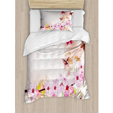 Floral Art Butterflies Duvet Cover Set