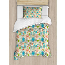 Retro Doodle Cheerful Duvet Cover Set