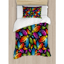 Colorful Flowers Vintage Duvet Cover Set