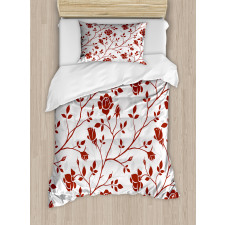 Monochrome Rose Leaves Duvet Cover Set