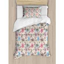 Lily and Poppies Sketch Duvet Cover Set
