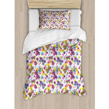 Vibrant Flora Dots Duvet Cover Set