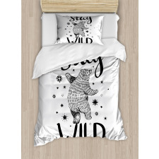 Dancing Bear and Words Duvet Cover Set