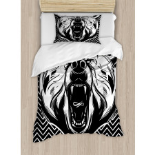 Scary Roar on Zigzag Lines Duvet Cover Set
