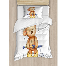 Teddy Bear Rain Umbrella Duvet Cover Set