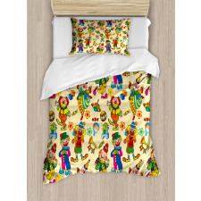 Funny Cartoonish Clowns Duvet Cover Set