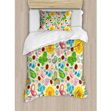 Spring Flowers Bugs Duvet Cover Set