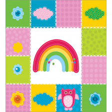 Squares Rainbow Nature Duvet Cover Set