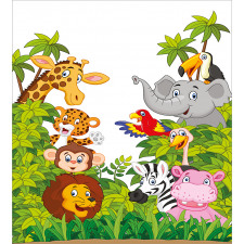 Cartoon Zoo Mascots Duvet Cover Set
