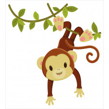 Cartoon Monkey on Liana Duvet Cover Set