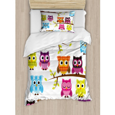 Patchwork Style Owls Duvet Cover Set