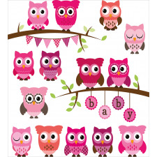 Owls Branches Cartoon Duvet Cover Set