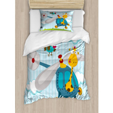 Funny Giraffe and Bird Duvet Cover Set