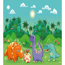 Funny Dinosaurs Cartoon Duvet Cover Set