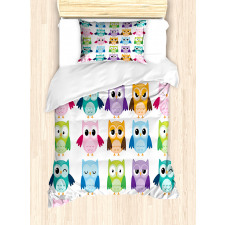 Friendly Bird Owl Comic Duvet Cover Set