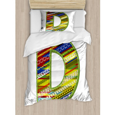 Letter Ornament Retro Duvet Cover Set