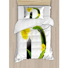 D Silhouette Daffodils Duvet Cover Set