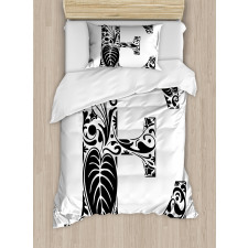 Floral Swirls Big Leaf Duvet Cover Set