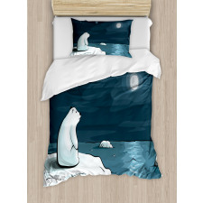 Polar Bear Moon Cartoon Duvet Cover Set