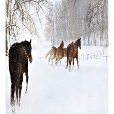 Horses in Snowy Forest Duvet Cover Set