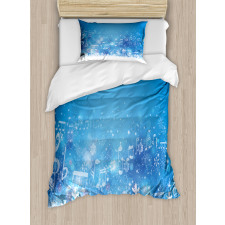 Music Notes Snowflakes Duvet Cover Set