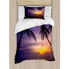Vivid Twilight Palm Trees Duvet Cover Set