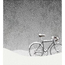 Bicycle Snow Calm Scene Duvet Cover Set