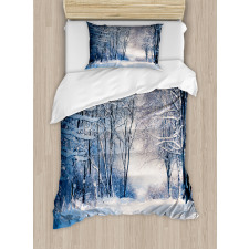 Alley in Snowy Forest Duvet Cover Set