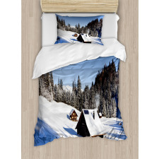 Log Cabins in Mountains Duvet Cover Set