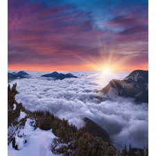 Winter Landscape Sunset Duvet Cover Set