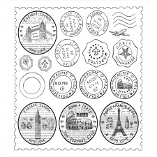 Stamps Famous Landmarks Duvet Cover Set