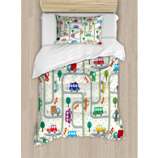 Children on Traffic Duvet Cover Set