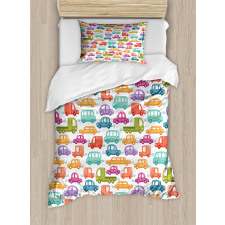 Vibrant Doodle Style Rides Duvet Cover Set