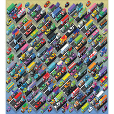 Detailed Vibrant Car Park Duvet Cover Set