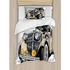 Vintage Vehicle Hand Drawn Duvet Cover Set