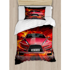 Fire Car Speeding Flames Duvet Cover Set