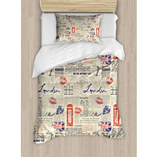 Newspaper Kiss Marks Duvet Cover Set